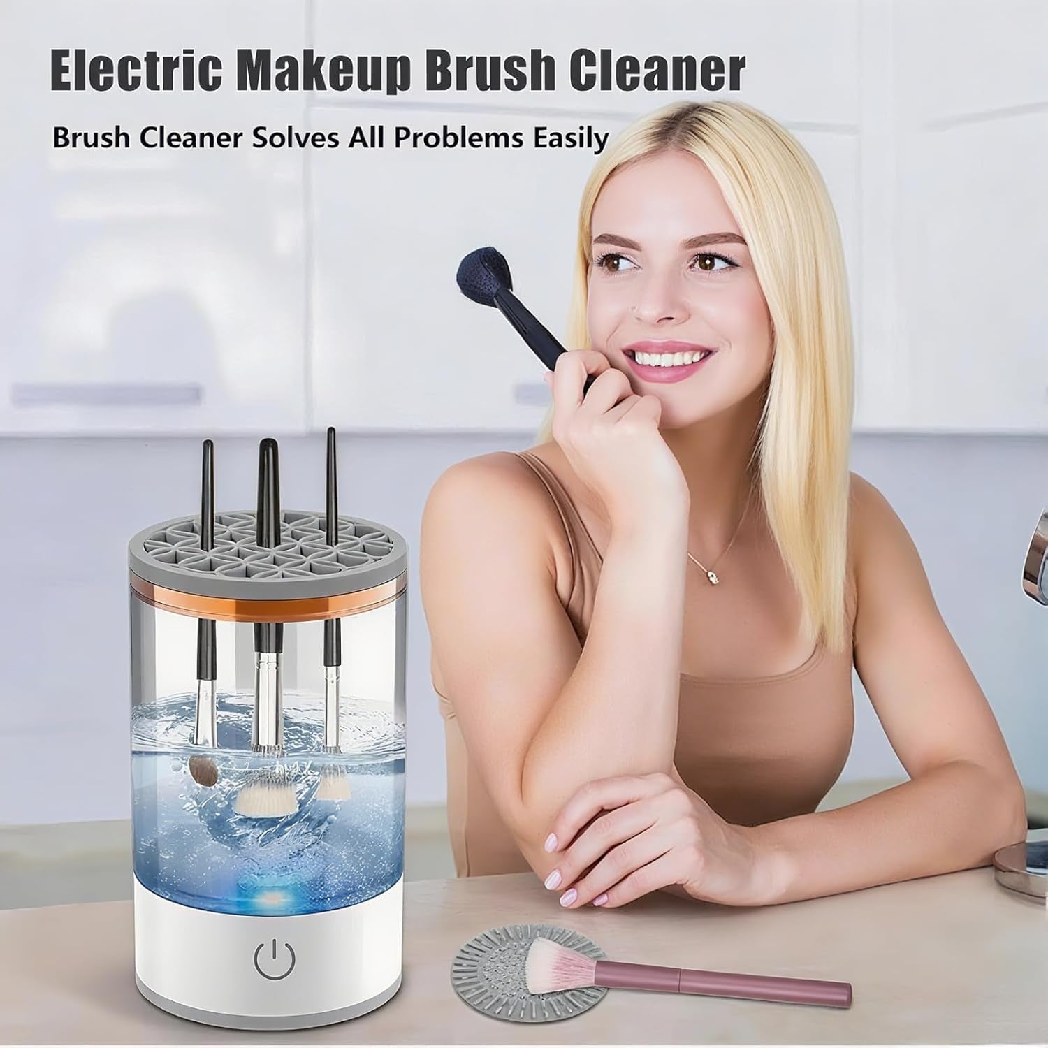 Electric Makeup Brush Cleaner & Dryer with Reusable Makeup Sponge Set - Perfect Gift for Women!