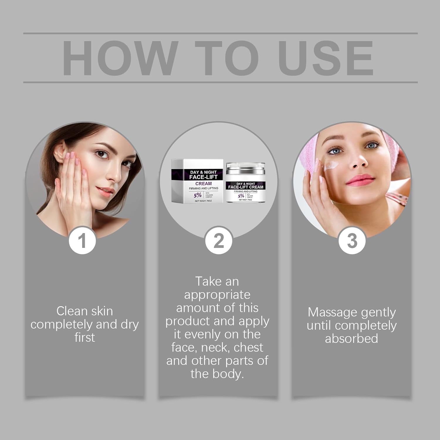 Revitalizing Firming Face Cream with 5% Collagen Complex - Anti-Aging Moisturizer for Day & Night, Reduces Fine Lines & Wrinkles, Lifts & Firms, 50G/1.76OZ