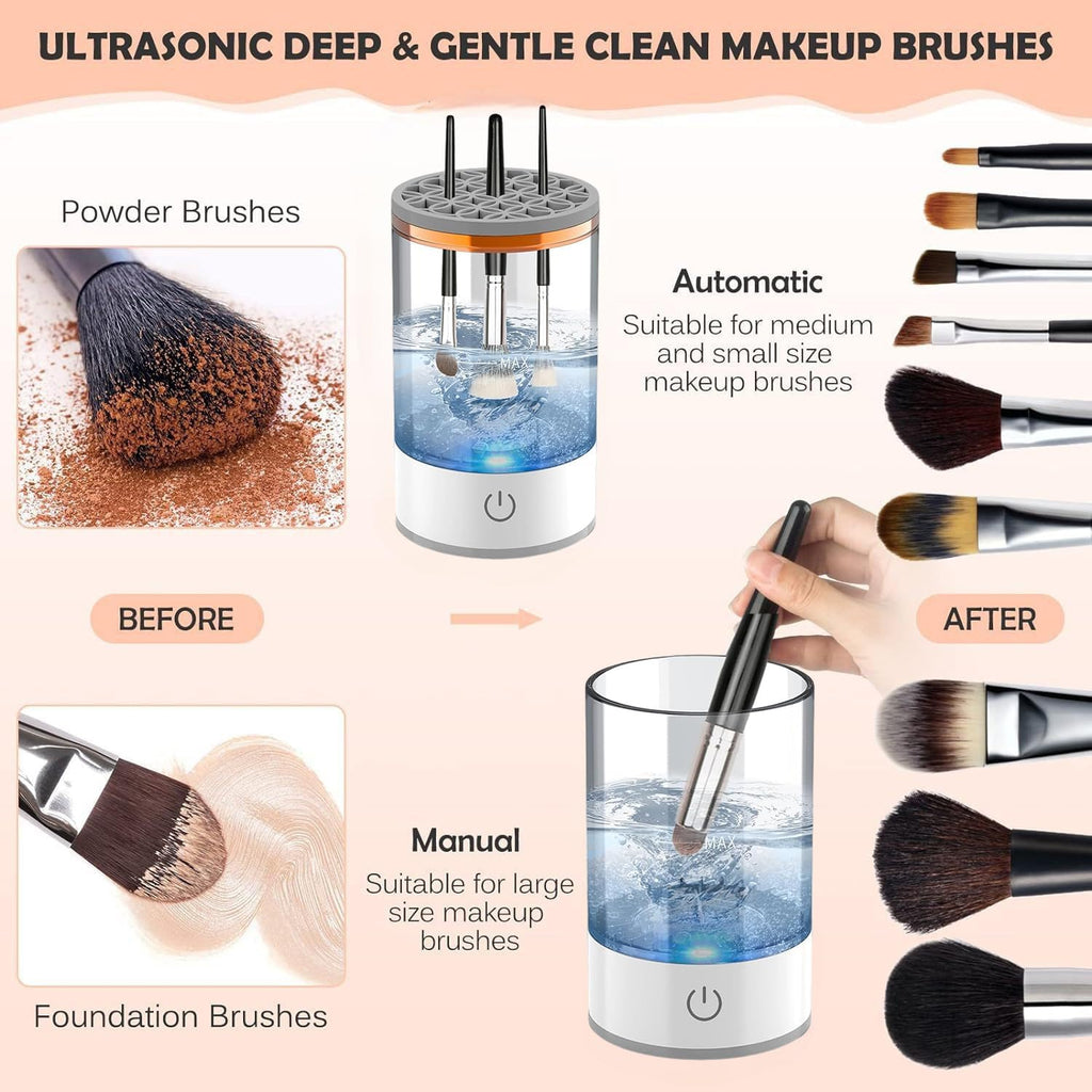 Electric Makeup Brush Cleaner & Dryer with Reusable Makeup Sponge Set - Perfect Gift for Women!