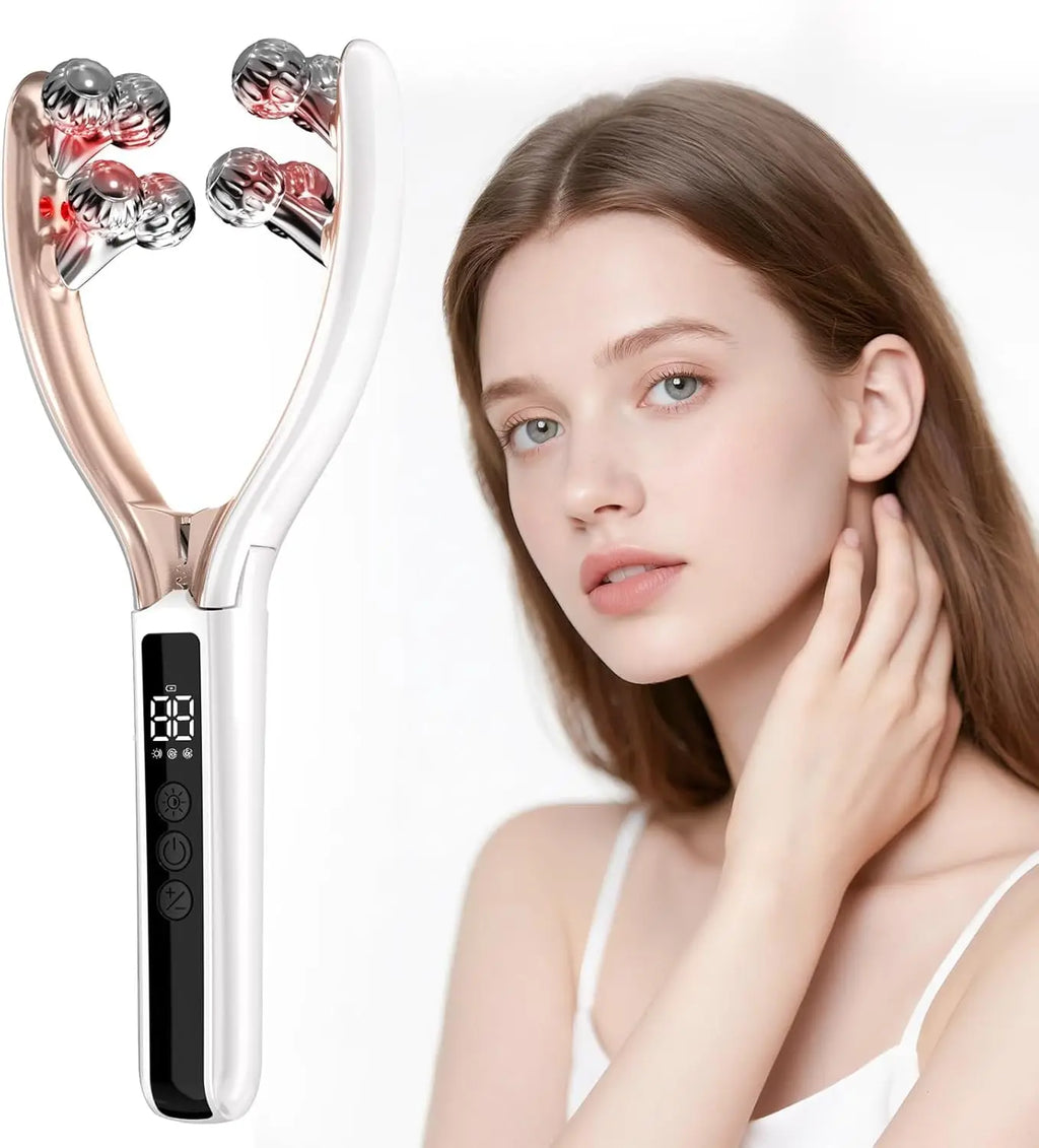 RF EMS Microcurrent LED Roller - V Face Slimming & Firming Beauty Device for Youthful Skin