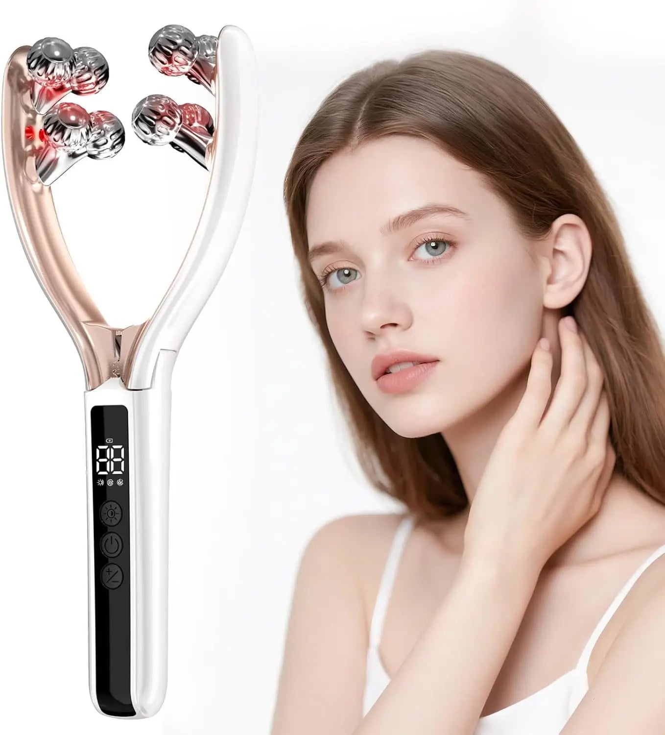 RF EMS Microcurrent LED Roller - V Face Slimming & Firming Beauty Device for Youthful Skin