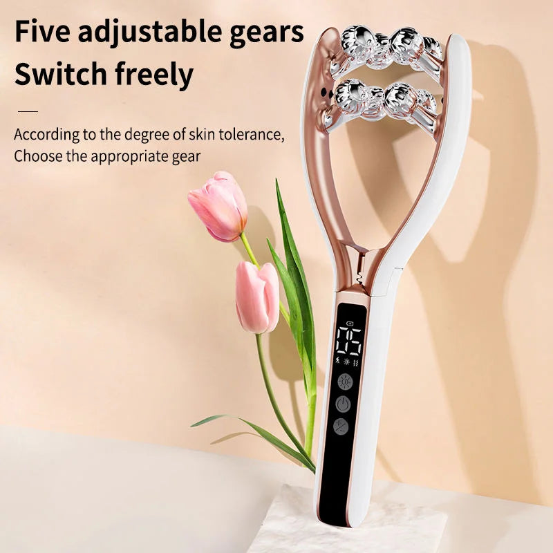 RF EMS Microcurrent LED Roller - V Face Slimming & Firming Beauty Device for Youthful Skin