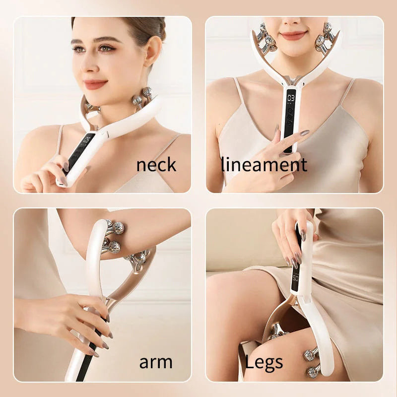 RF EMS Microcurrent LED Roller - V Face Slimming & Firming Beauty Device for Youthful Skin