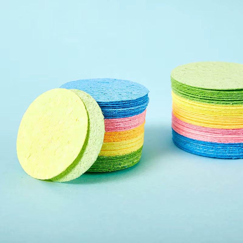 100PCS Compressed Natural Cellulose Facial Cleansing Sponges - Perfect for Makeup Removal and Skin Care!