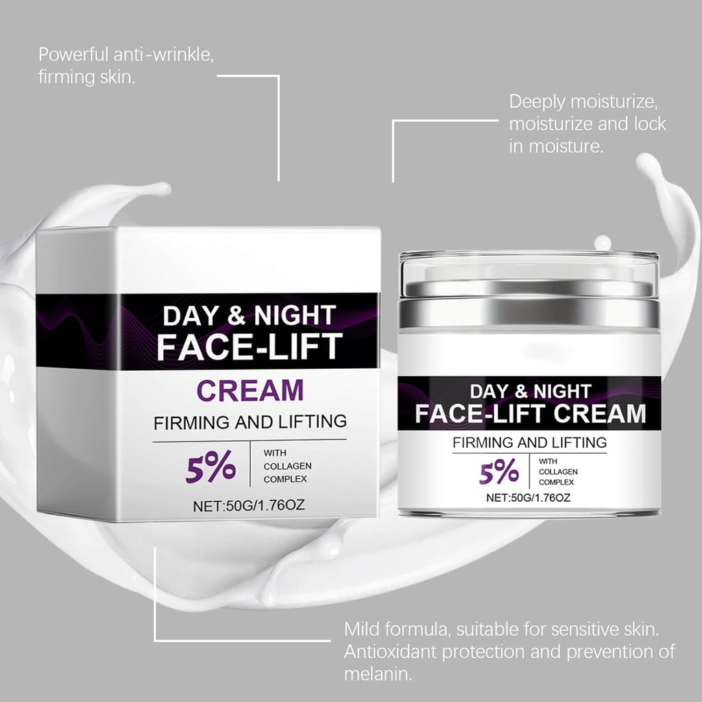 Revitalizing Firming Face Cream with 5% Collagen Complex - Anti-Aging Moisturizer for Day & Night, Reduces Fine Lines & Wrinkles, Lifts & Firms, 50G/1.76OZ