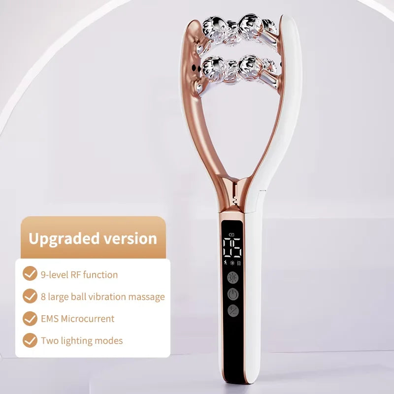 RF EMS Microcurrent LED Roller - V Face Slimming & Firming Beauty Device for Youthful Skin