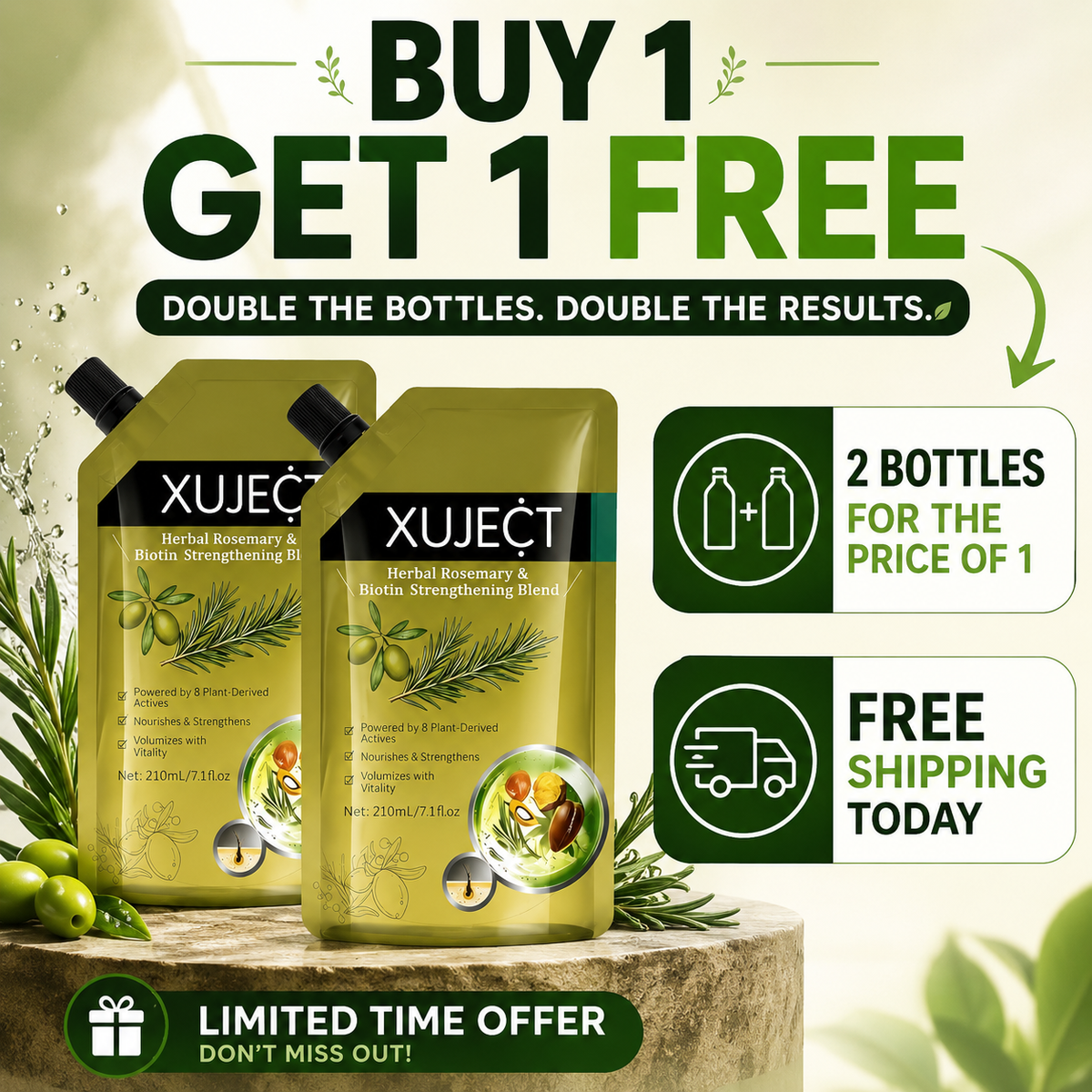 Anti Hair Loss Rosemary Shampoo — Buy 1 Get 1 FREE