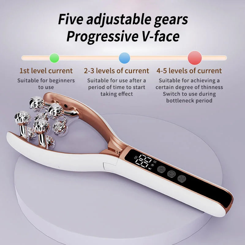 RF EMS Microcurrent LED Roller - V Face Slimming & Firming Beauty Device for Youthful Skin