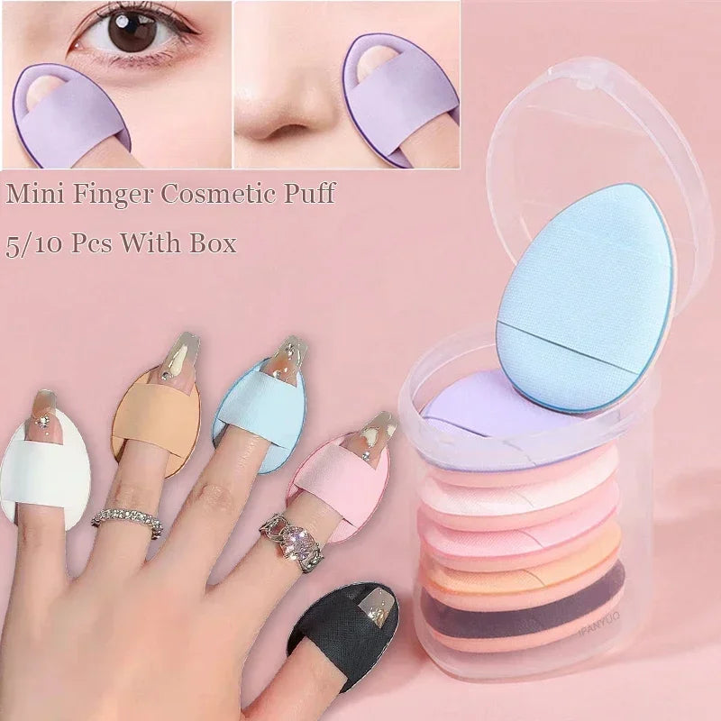 Mini Finger Puff Foundation Sponges - 5/10 Pcs Air Cushion Makeup Applicators for Flawless Concealer & BB Cream Application