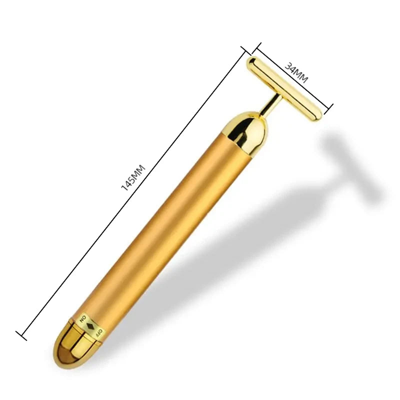 Revitalize Your Skin with the 24K Gold Vibrating Facial Massager - Lift, Firm, and Reduce Wrinkles!