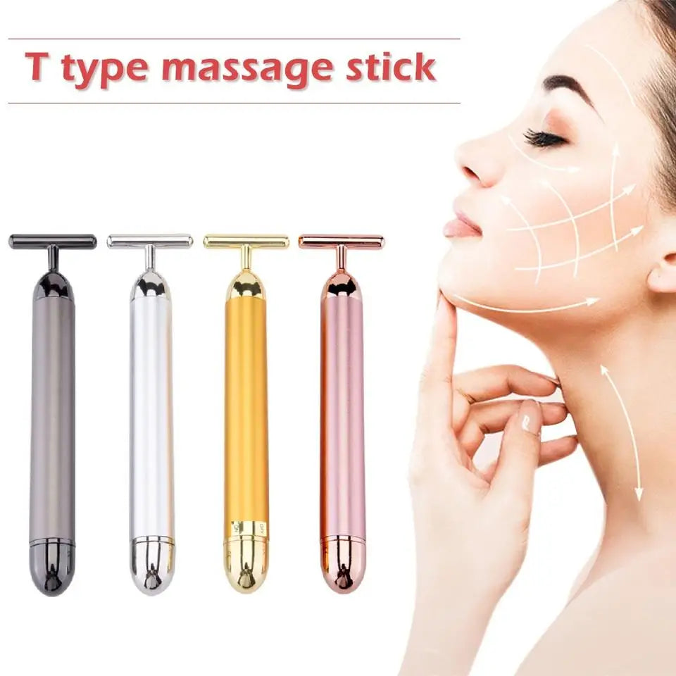 Revitalize Your Skin with the 24K Gold Vibrating Facial Massager - Lift, Firm, and Reduce Wrinkles!