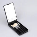 Compact 360° Foldable LED Makeup Mirror with 5 Cosmetic Brushes Storage Box - Perfect for On-the-Go Beauty!